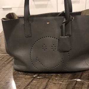 Anya Hindmarch grey smiley tote